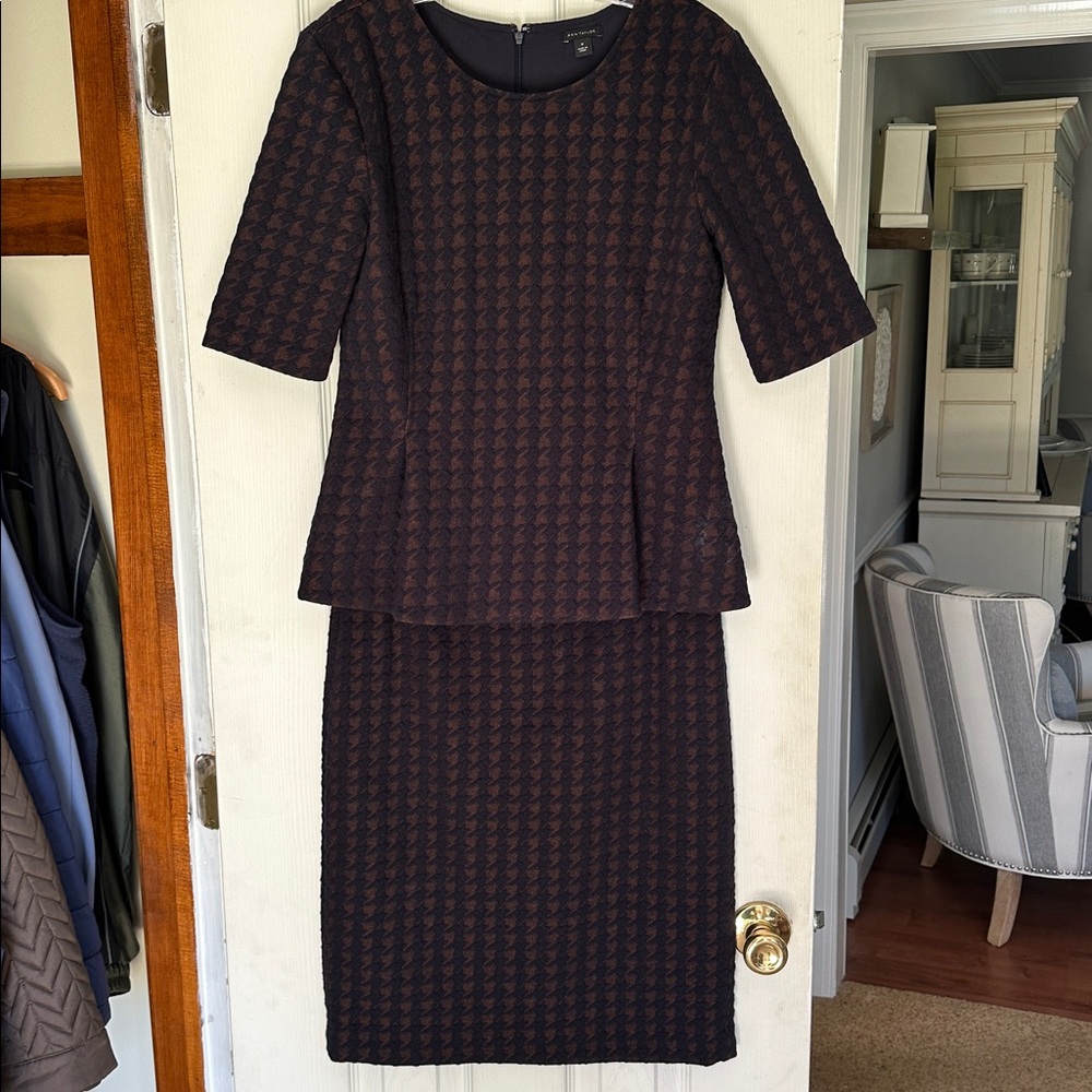 Ann Taylor Brown and Black Houndstooth Two-Piece Dress